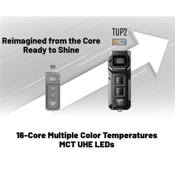 Lanterna LED portátil recarregável TUP2 preta de 1200lm, 3 temperaturas de cor, display OLED, IP54