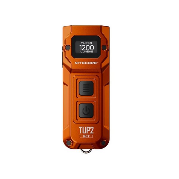 Lanterna LED recarregável TUP2 laranja 1200 lúmens, bateria de 1300 mAh, display OLED, IP54