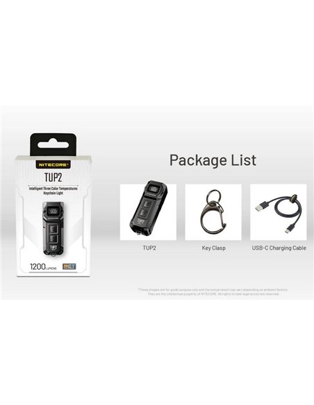 Lampe torche LED rechargeable orange TUP2 1200 lumens, batterie 1300mAh, écran OLED, IP54