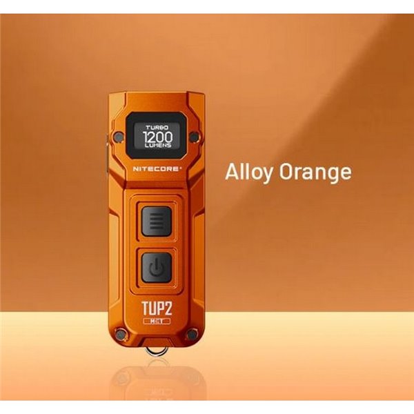 Lanterna LED recarregável TUP2 laranja 1200 lúmens, bateria de 1300 mAh, display OLED, IP54