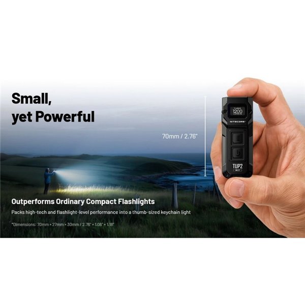 Lampe torche LED rechargeable orange TUP2 1200 lumens, batterie 1300mAh, écran OLED, IP54