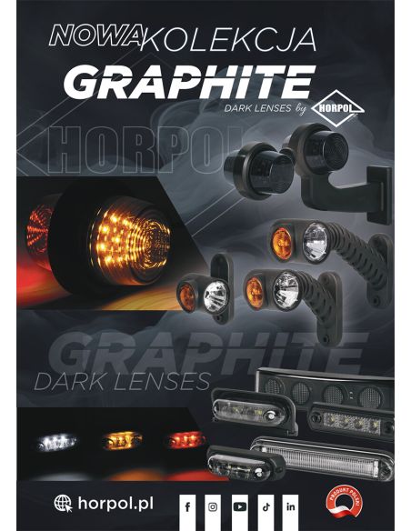 Luminária de LED com braço curto LD 2588 GRAPHITE DARK branco e vermelho 12/24V IP68 A R1