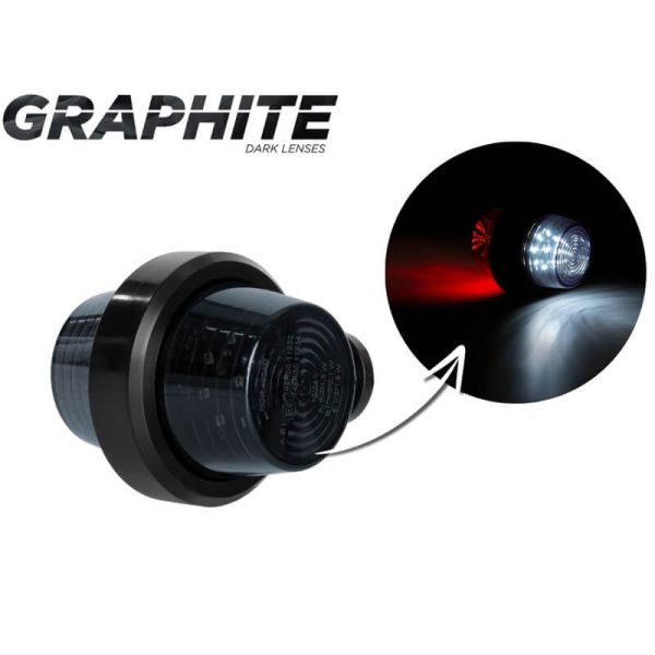 Luz de gálibo LED con brazo corto LD 2588 GRAPHITE DARK blanca y roja 12/24V IP68 A R1