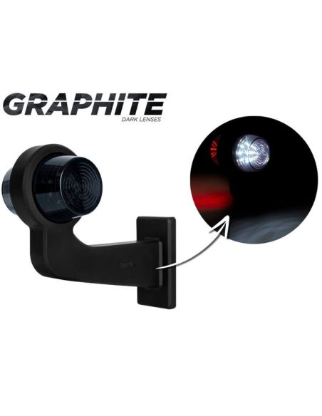 Luz de gálibo LED con brazo LD 2586 - 2587 GRAPHITE lentes Dark 12/24V con brazo largo Blanco Rojo R10 A R1