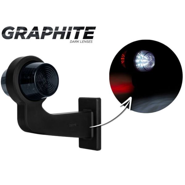 Luz de gálibo LED con brazo LD 2586 - 2587 GRAPHITE lentes Dark 12/24V con brazo largo Blanco Rojo R10 A R1