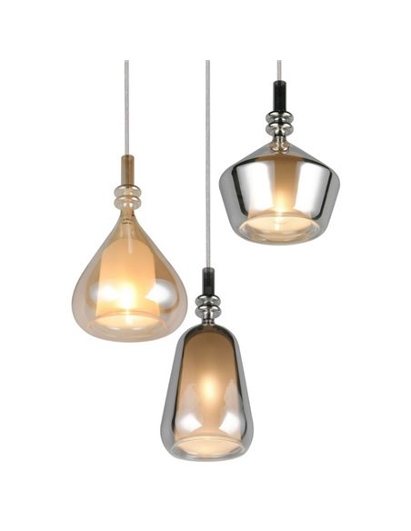 Luminária de teto com 3 cúpulas de vidro, lâmpadas ALDEA excluindo 3x E14 máx. 10W IP20