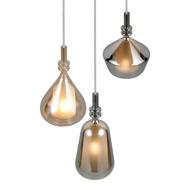 Luminária de teto com 3 cúpulas de vidro, lâmpadas ALDEA excluindo 3x E14 máx. 10W IP20