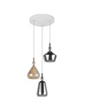 Lámpara de techo con plafón, 3 pantallas de vidrio, ALDEA bombillas excl. 3x E14 max. 10W IP20