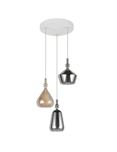 Lámpara de techo con plafón, 3 pantallas de vidrio, ALDEA bombillas excl. 3x E14 max. 10W IP20