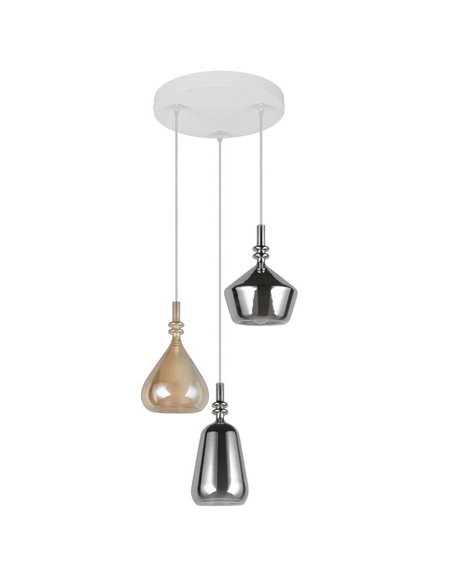 Lámpara de techo con plafón, 3 pantallas de vidrio, ALDEA bombillas excl. 3x E14 max. 10W IP20