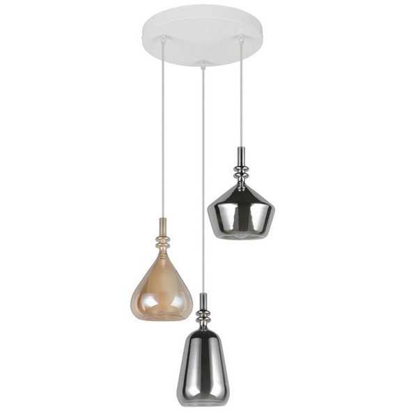 Luminária de teto com 3 cúpulas de vidro, lâmpadas ALDEA excluindo 3x E14 máx. 10W IP20