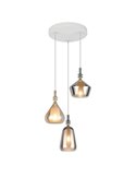 Lámpara de techo con plafón, 3 pantallas de vidrio, ALDEA bombillas excl. 3x E14 max. 10W IP20