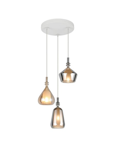 Lámpara de techo con plafón, 3 pantallas de vidrio, ALDEA bombillas excl. 3x E14 max. 10W IP20