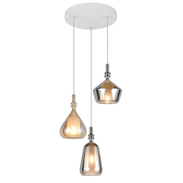 Luminária de teto com 3 cúpulas de vidro, lâmpadas ALDEA excluindo 3x E14 máx. 10W IP20