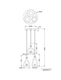 Lámpara de techo con plafón, 3 pantallas de vidrio, ALDEA bombillas excl. 3x E14 max. 10W IP20