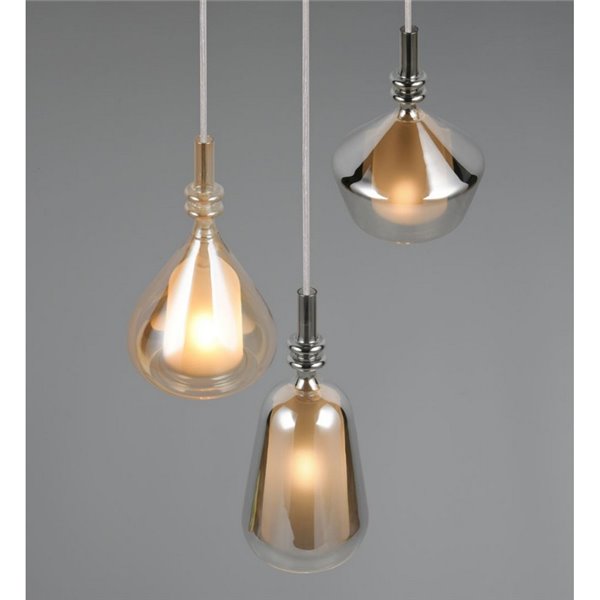 Luminária de teto com 3 cúpulas de vidro, lâmpadas ALDEA excluindo 3x E14 máx. 10W IP20