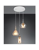 Lámpara de techo con plafón, 3 pantallas de vidrio, ALDEA bombillas excl. 3x E14 max. 10W IP20