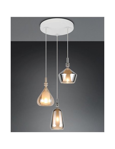 Plafonnier avec 3 abat-jours en verre, ampoules ALDEA non incluses : 3xE14 max. 10W IP20