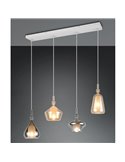 Luminária pendente ALDEA com 4 cúpulas de vidro fumê, lâmpadas não incluídas. 4x E14 máx. 10W, IP20