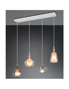 Lámpara colgante 4 pantallas de vidrio ahumado ALDEA bombillas excl. 4x E14 max. 10W IP20 2
