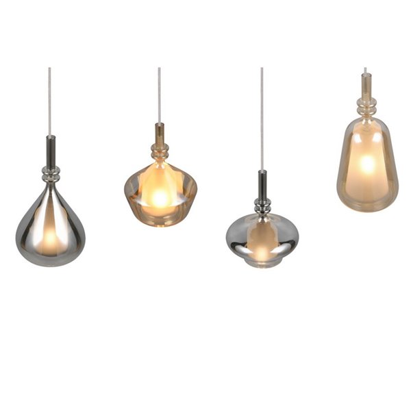 Suspension ALDEA avec 4 abat-jours en verre fumé, ampoules non fournies. 4x E14 max. 10W, IP20