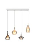 Luminária pendente ALDEA com 4 cúpulas de vidro fumê, lâmpadas não incluídas. 4x E14 máx. 10W, IP20