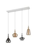 Luminária pendente ALDEA com 4 cúpulas de vidro fumê, lâmpadas não incluídas. 4x E14 máx. 10W, IP20