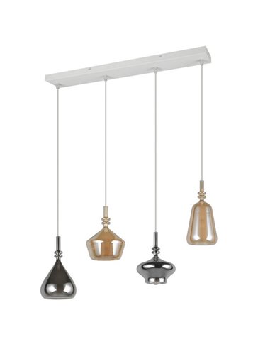 Suspension ALDEA avec 4 abat-jours en verre fumé, ampoules non fournies. 4x E14 max. 10W, IP20
