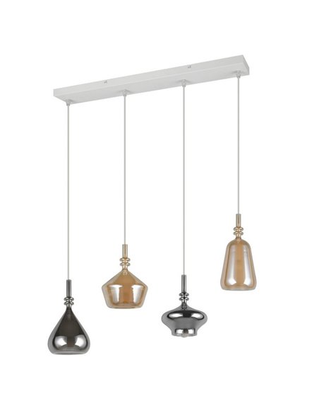 Luminária pendente ALDEA com 4 cúpulas de vidro fumê, lâmpadas não incluídas. 4x E14 máx. 10W, IP20