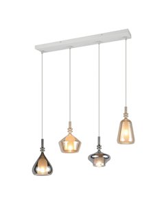 Lámpara colgante 4 pantallas de vidrio ahumado ALDEA bombillas excl. 4x E14 max. 10W IP20