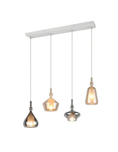 Suspension ALDEA avec 4 abat-jours en verre fumé, ampoules non fournies. 4x E14 max. 10W, IP20