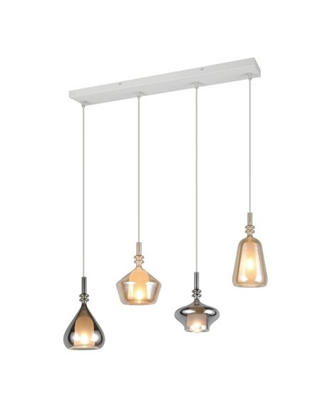 Lámpara colgante 4 pantallas de vidrio ahumado ALDEA bombillas excl. 4x E14 max. 10W IP20