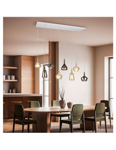 Plafonnier ALDEA avec 8 abat-jours, différentes hauteurs, verre fumé, ampoules non fournies: 8xE14 max. 10W IP20 2