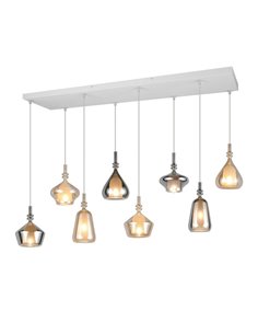 Luminária de teto ALDEA com 8 abajures, diferentes alturas, vidro fumê, lâmpadas excluindo 8x E14 máx. 10W IP20