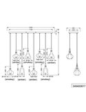 Lámpara de techo ALDEA 8 pantallas, diferentes alturas, vidrio ahumado, bombillas excl. 8x E14 max. 10W IP20