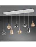 Lámpara de techo ALDEA 8 pantallas, diferentes alturas, vidrio ahumado, bombillas excl. 8x E14 max. 10W IP20