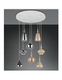 Lámpara de techo con plafón ALDEA 8 pantallas, vidrio ahumado, bombillas excl. 8x E14 max. 10W IP20