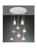 Lámpara de techo con plafón ALDEA 8 pantallas, vidrio ahumado, bombillas excl. 8x E14 max. 10W IP20