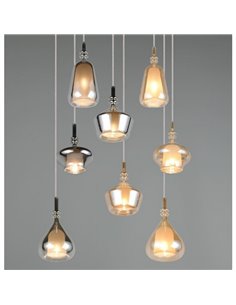 Luminária de teto ALDEA com 8 abajures, vidro fumê, lâmpadas excluindo 8x E14 máx. 10W IP20 2