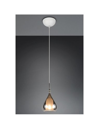 Lampara colgante ALDEA 1 pantalla cristal ahumado, excl. 1x E14 max. 10W IP20 Ámbar