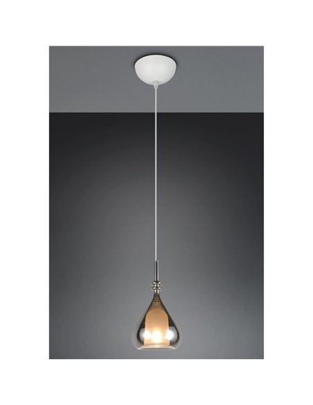 Luminária pendente ALDEA com 1 cúpula de vidro fumê, excluindo 1x E14 máx. 10W IP20 Âmbar