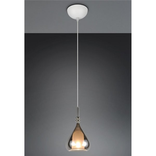 Lampara colgante ALDEA 1 pantalla cristal ahumado, excl. 1x E14 max. 10W IP20 Ámbar