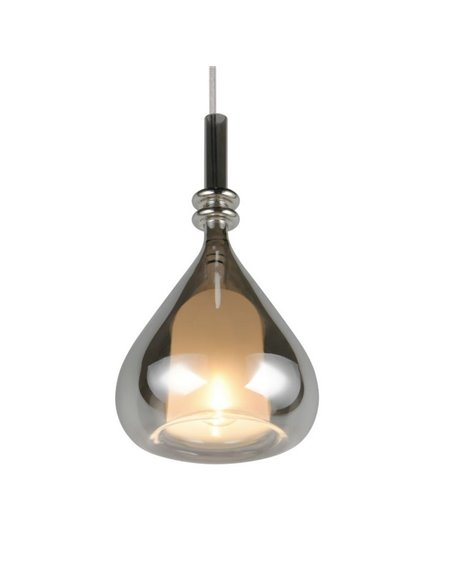 Lampara colgante ALDEA 1 pantalla cristal ahumado, excl. 1x E14 max. 10W IP20 Ámbar