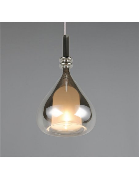 Lampara colgante ALDEA 1 pantalla cristal ahumado, excl. 1x E14 max. 10W IP20 Ámbar