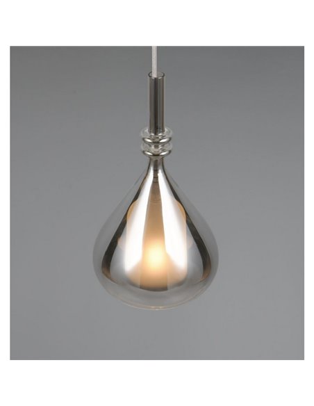 Lampara colgante ALDEA 1 pantalla cristal ahumado, excl. 1x E14 max. 10W IP20 Ámbar