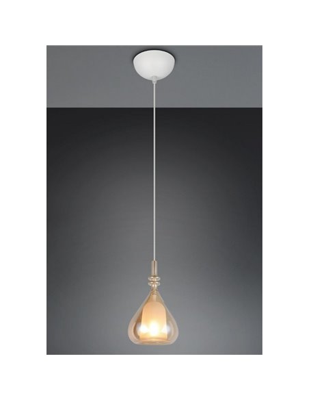 Luminária de teto ALDEA com 1 cúpula de vidro fumê, excluindo 1x E14 máx. 10W IP20 Cromado