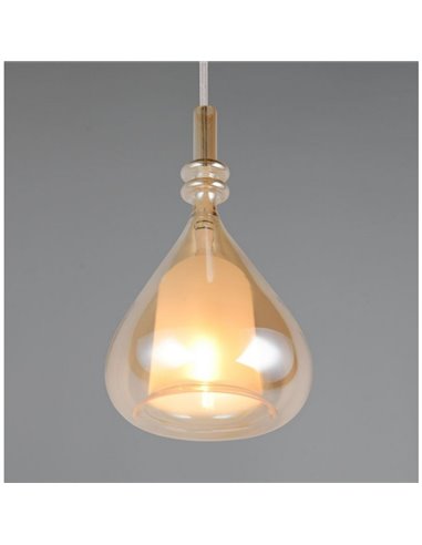 Plafonnier ALDEA avec 1 abat-jour en verre fumé, excl. 1xE14 max. 10W IP20 Chrome