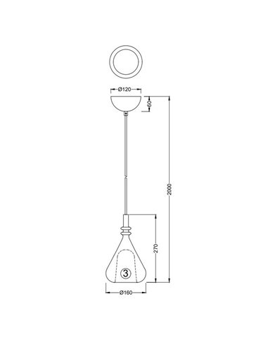 Lampara de techo ALDEA 1 pantalla cristal ahumado, excl. 1x E14 max. 10W IP20 Cromado
