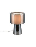 Lámpara de sobremesa vidrio ahumado, pantalla textil ROCKA bombilla excl.1x E14 max.10W IP20 Cromado