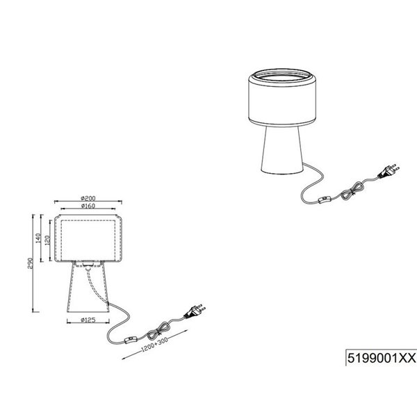 Lampe de table en verre fumé avec abat-jour textile ROCKA, ampoule hors 1x E14 max. 10W, finition chromée IP20.